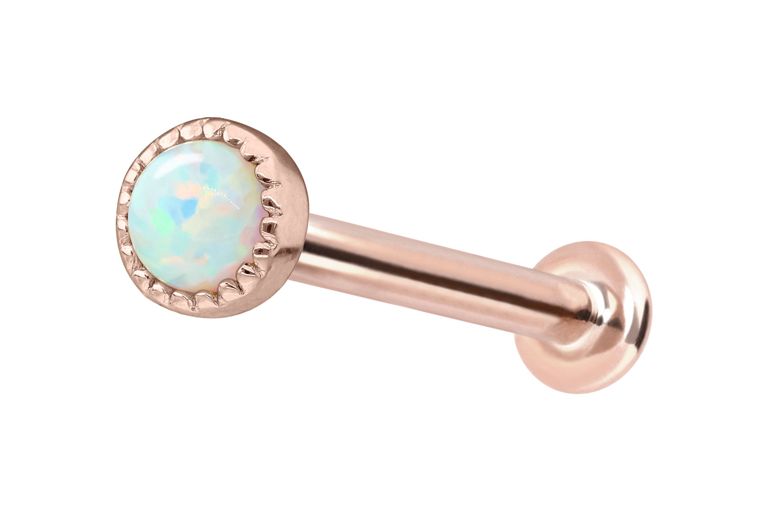 14 Karat Gold Labret Piercing mit Innengewinde SYNTHETISCHER OPAL